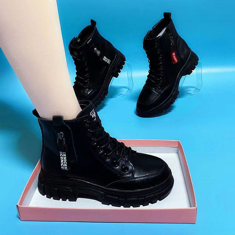 Spring and Autumn Women's English Style Boots Fashion Women's Actually Boots Knight Boots Black Women's Boots