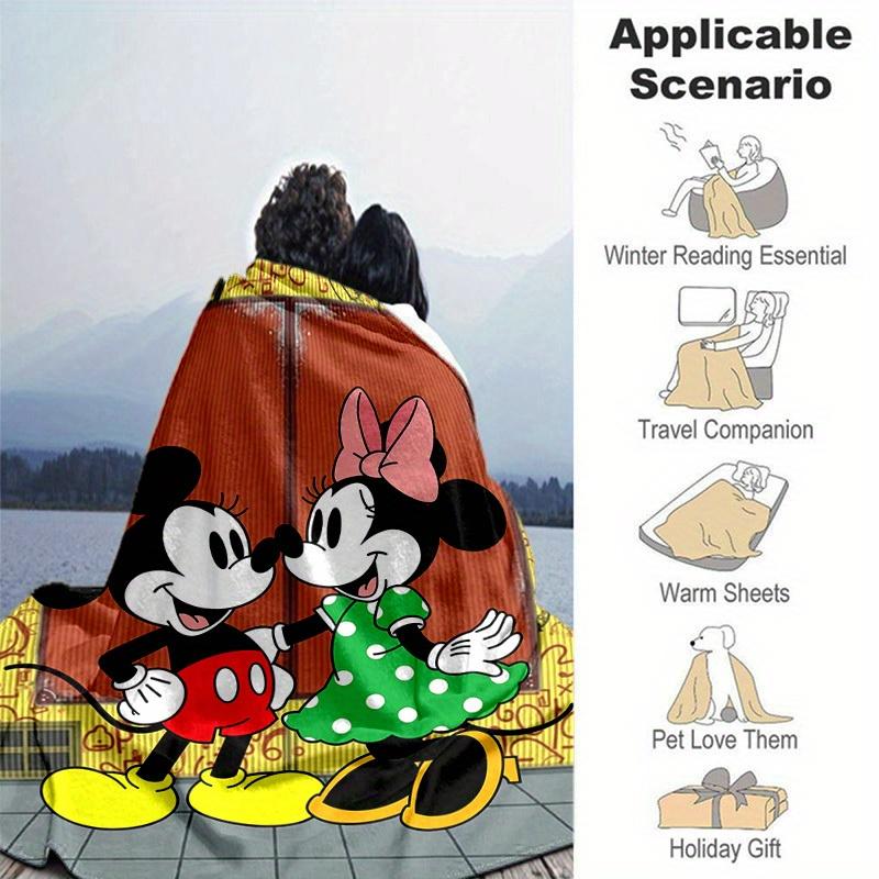 1pc, Mickey & Minnie Mouse Inspired Blanket, Seasonal, Home Decor, Throw Blanket, Soft Flannel Throw BlanketWarmth for Your Living Room or Bedroom, Pe