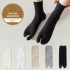 Zhuji Women's Winter Cotton Split Toe Socks - Japanese Style, Solid Color, Mid-Tube, Trendy, Sweat-Absorbent, and Deodorant.