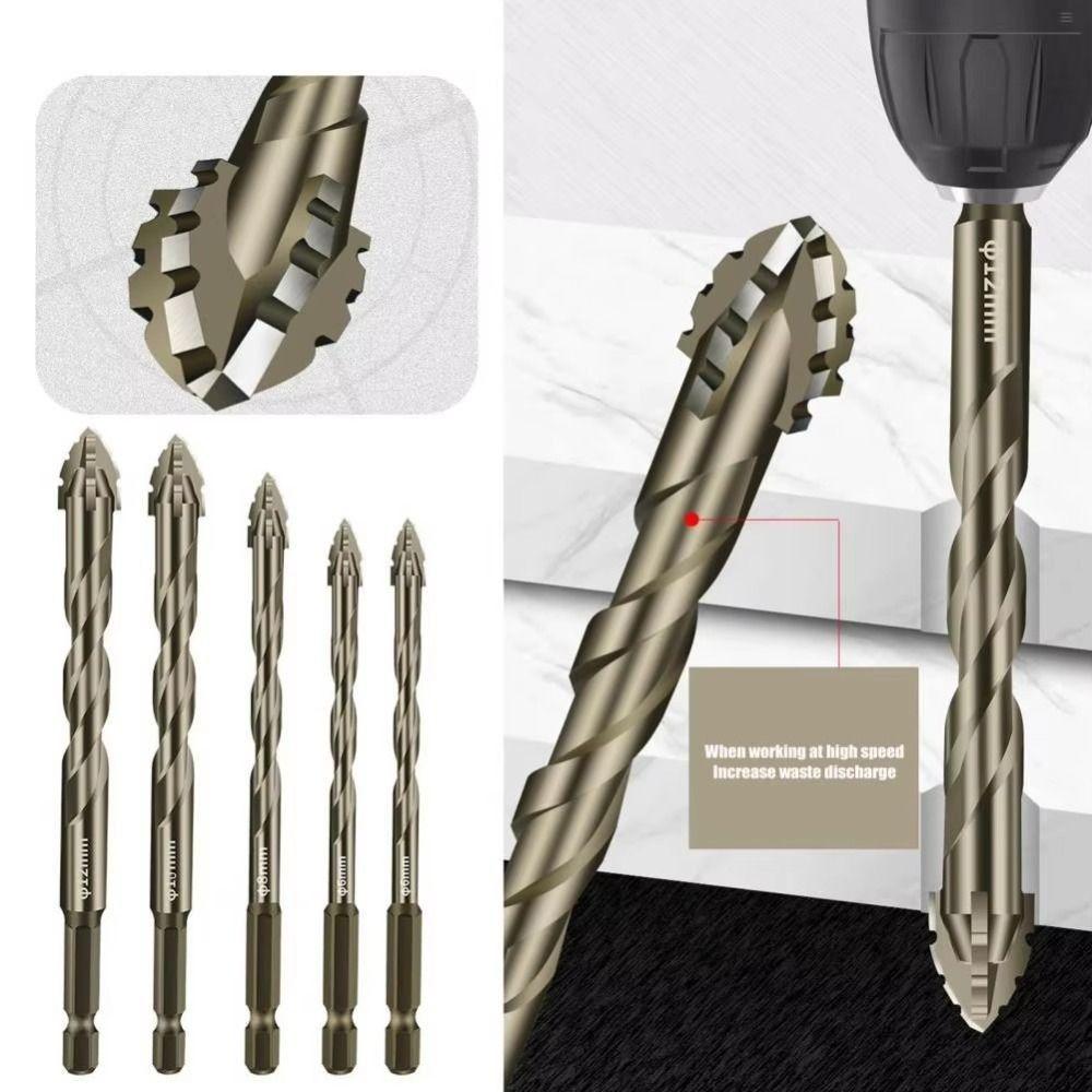 Skewed Head Tile Drill Bit Four-Edged Concrete Drill Bit Set  Drilling Tool