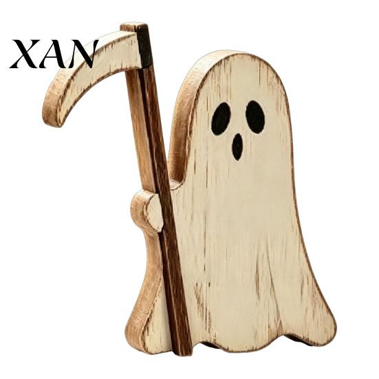 Vintage Wood Crafts for Autumn Halloween Wooden Tabletop Decor, Rustic Ghost Black Cat Pumpkin Owl Centerpieces, Retro Distressed Ornaments Farmhouse