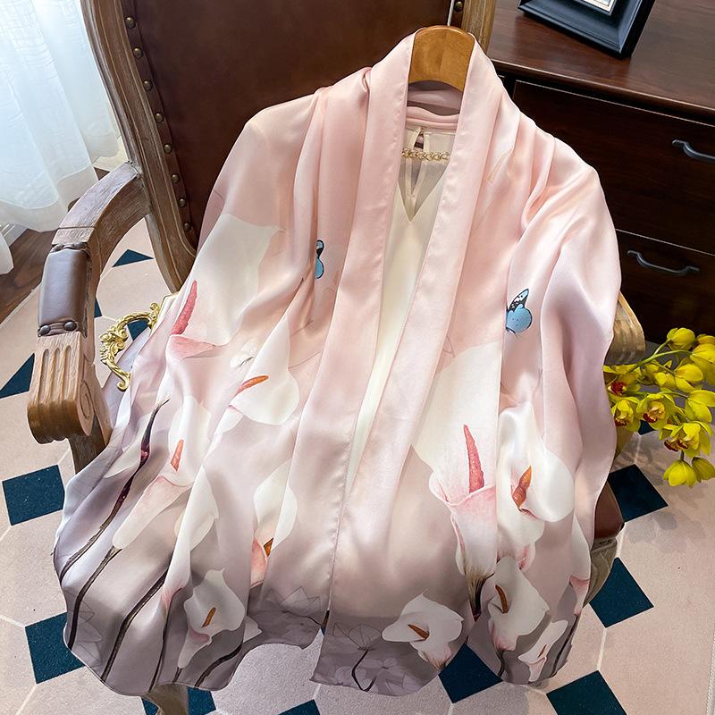 Shawl silk scarf women's versatile spring and autumn silk cheongsam with Hangzhou gift mother-in-law gift long scarf