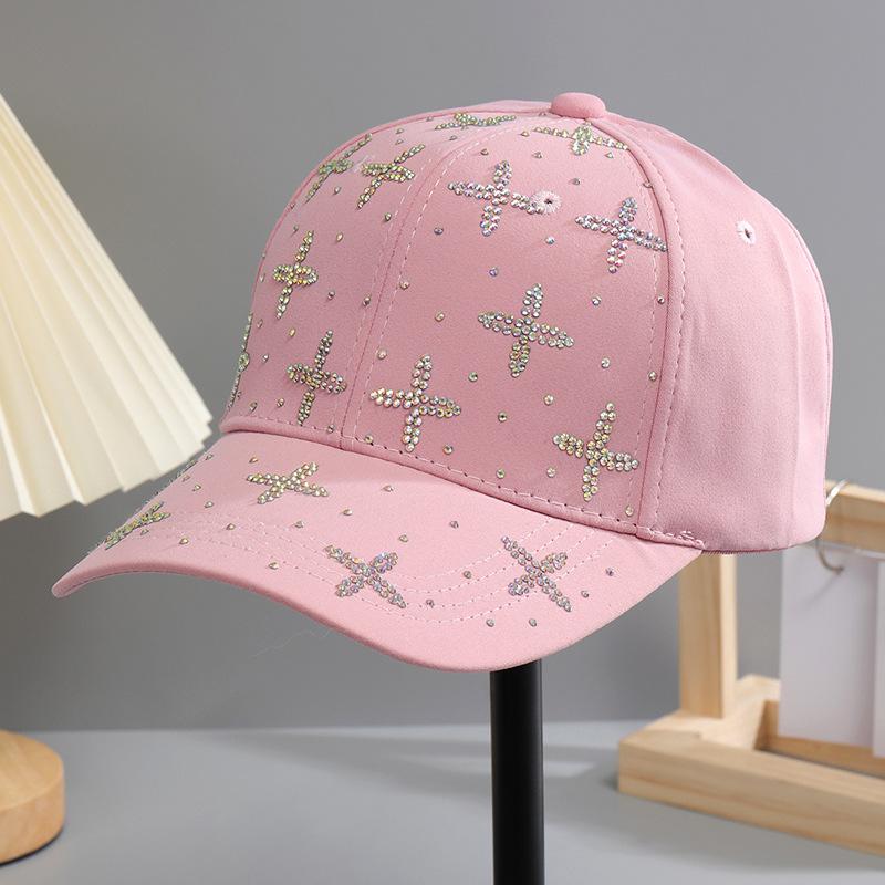 Весенние и летние шляпы Женские бейсболки Уличные универсальные модные козырьки Стразы-бриллианты Модные повседневные кепки Лето