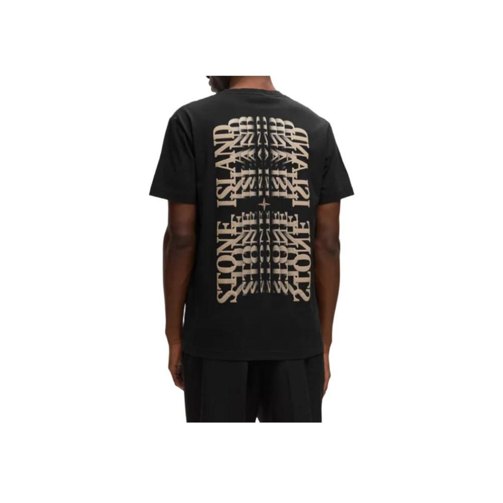 STONE ISLAND Мужская футболка с коротким рукавом и круглым вырезом с принтом букв, топы, черная 78152NS86-V0029