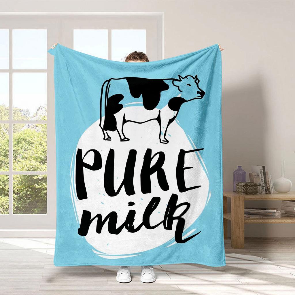 Cute Strawberry Cow Printed Blanket for Sofa Bed Travel Camping Living Room Office Conditioning Blanket for All Seasons Gifts