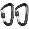 2pcs Carabiner Clips D-Shaped Buckles with Screw Locking Gate for Backpacking Camping Hiking
