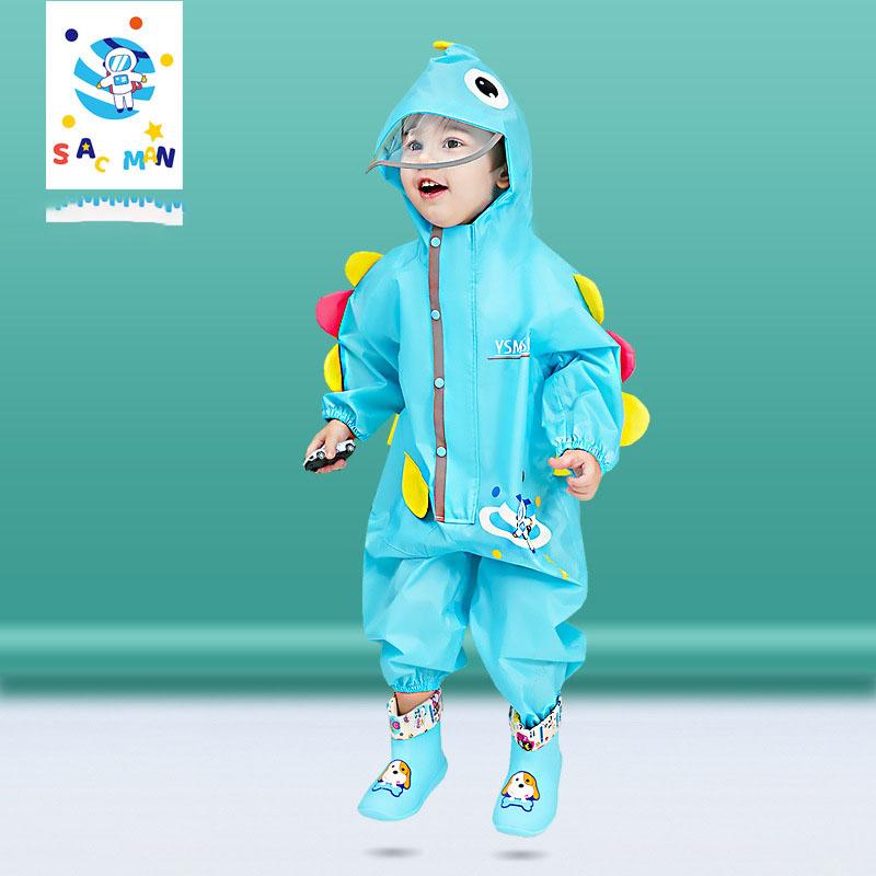 Мультяшный дождевой комбинезон с капюшоном для маленьких девочек, спортивный комбинезон для улицы для мальчиков, водонепроницаемые цельные детские штаны, пляжные детские брюки