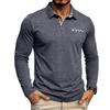 Мужские поло в американском стиле Весна Осень Длинный рукав Smart Casual Отложной воротник На pull-on Поло Мужские