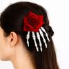 Cloth Ghost Claw Hair Clip Flower Halloween Headwear Skeleton Hand Rose Hairpin  Children
