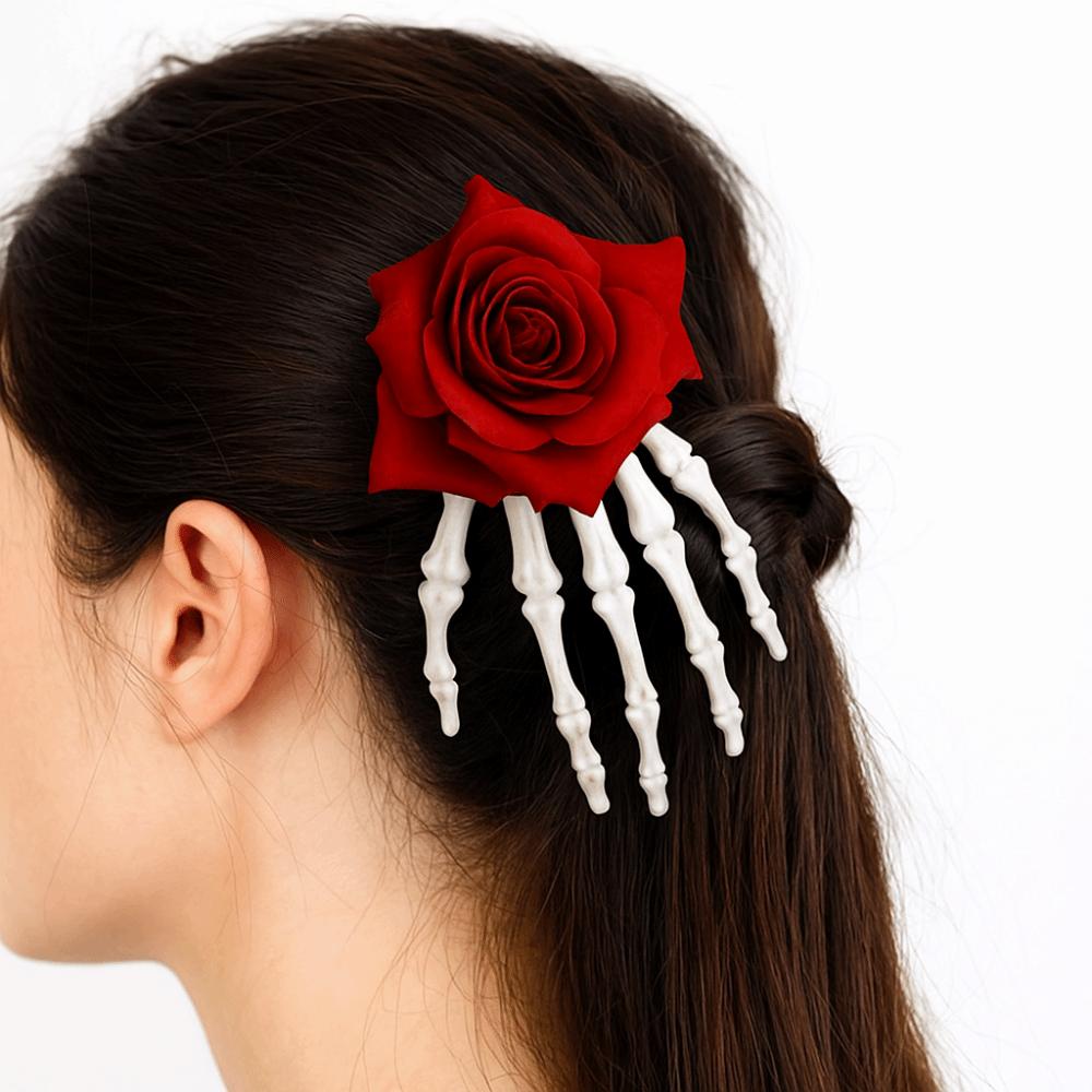 Cloth Ghost Claw Hair Clip Flower Halloween Headwear Skeleton Hand Rose Hairpin Children
