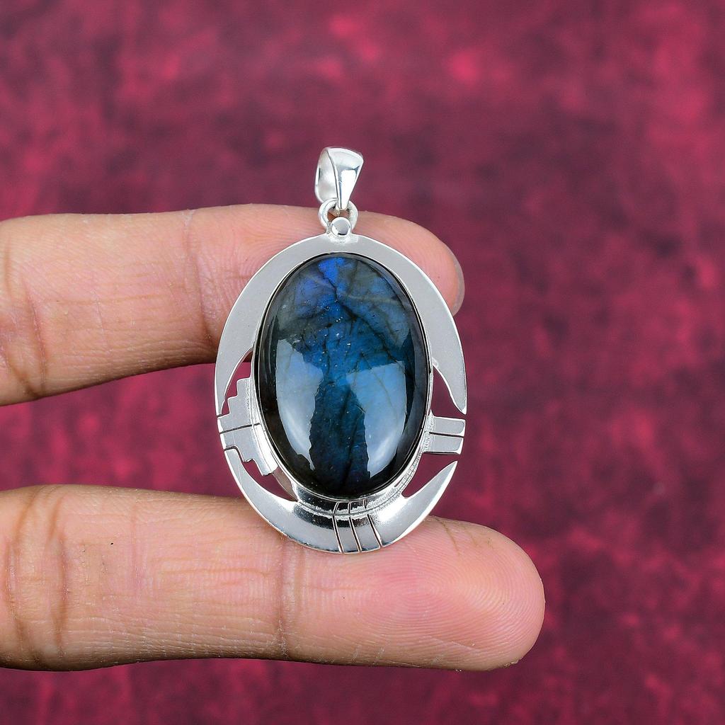 Подвеска из лабрадорита, ручная работа, драгоценный камень, серебряный кулон 925 пробы, антикварная бижутерия, для подарка, серебряные украшения