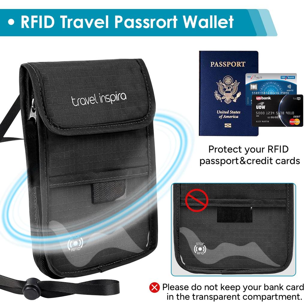 Паспорт паспорт висящий от безопасности большой заграничный паспорт безопасность паспорт удобный черный [travel inspira] чехол, чехол, шея, анти-скимминг,