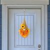 Thanksgiving Maple Leaf Gnome Wreath with String Light Indoor Outdoor Front Door Wall Hanging