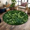 Lush Green Leaf Pattern Design Print round rug, living room, bedroom, playroom carpet, non slip floor mat, gift