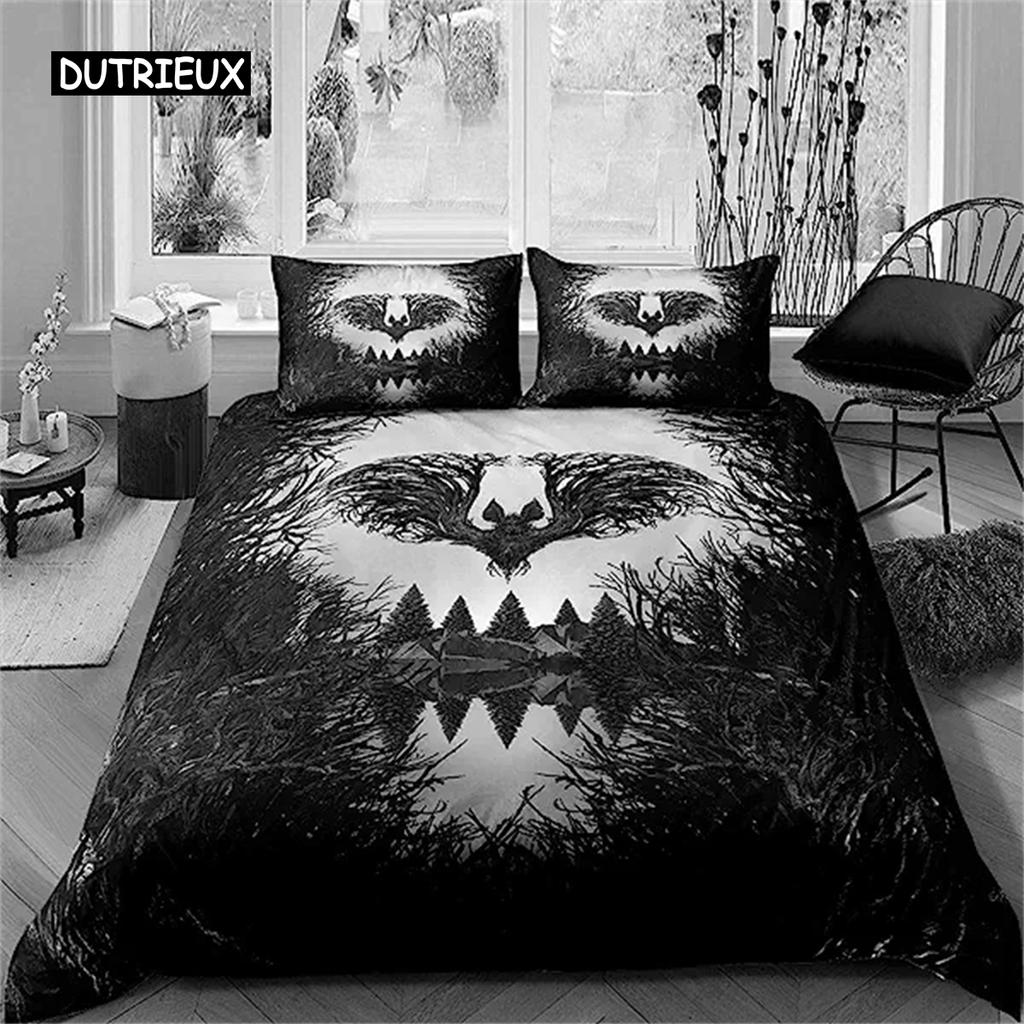 Пододеяльник Дерево Хэллоуин Ужас Тема Одеяло Чехол Готический Жуткий Пододеяльник Подростки Мужчины Серый Дерево Ужас Домашнее Украшение