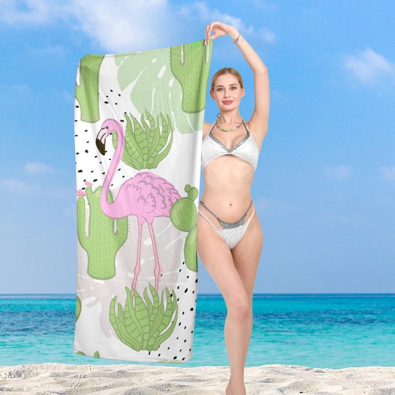 100% Cotton Printed Quick-Dry Beach Towel Adults Sand-Resistant Large Bath 75x150cm Customizable Design Lightweight Absorbent Pool Travel Yoga