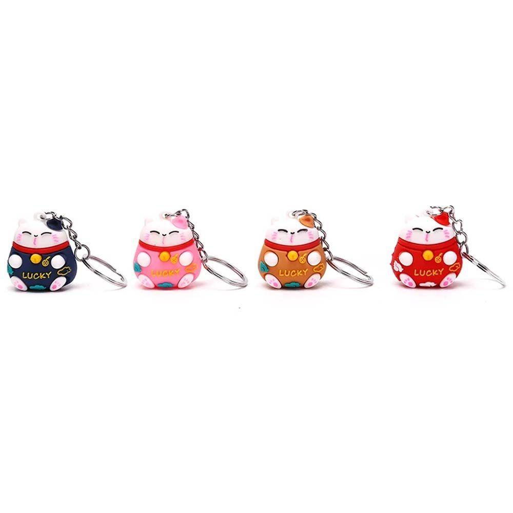 Three-dimensional Phone Accessory Cartoon Key Ring Car Keyring Lucky Cat Keychain Bag Pendant