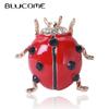 Fashion Insects Cute Red Ladybug Enamel Brooches for Women Alloy Rhinestone Banquet Party Wedding Pin