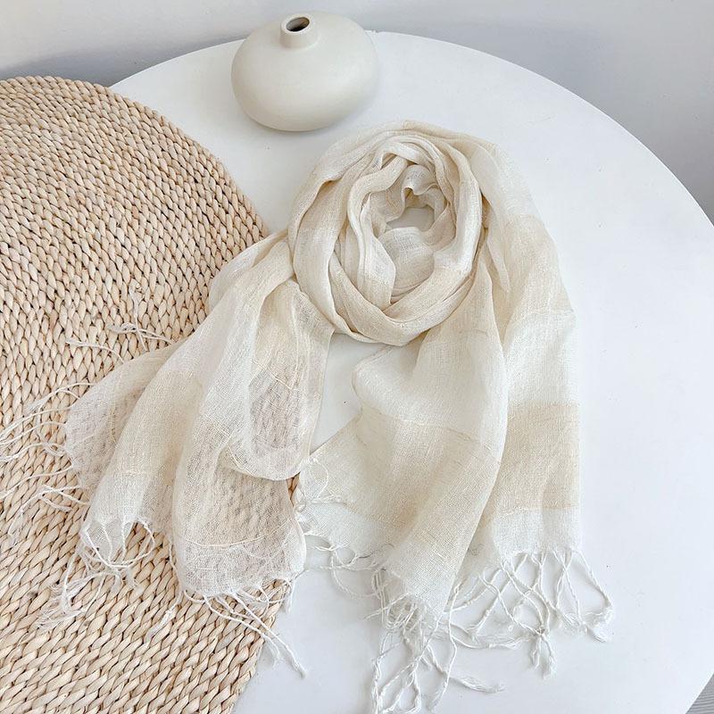 Colorful Lattice Scarf Women's Spring And Summer Breathable Linen Scarves