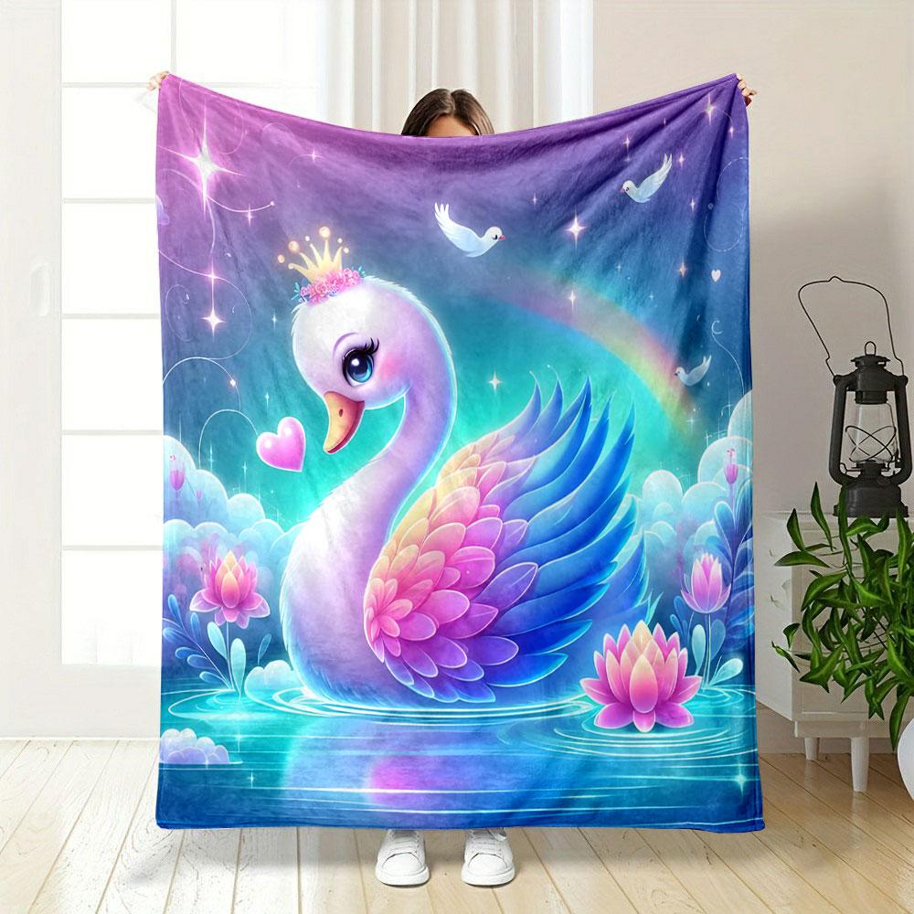 Enchanted Crowned Swan Fantasy print blanket soft and cozy perfect for the living room bed sofa or a nap,gift
