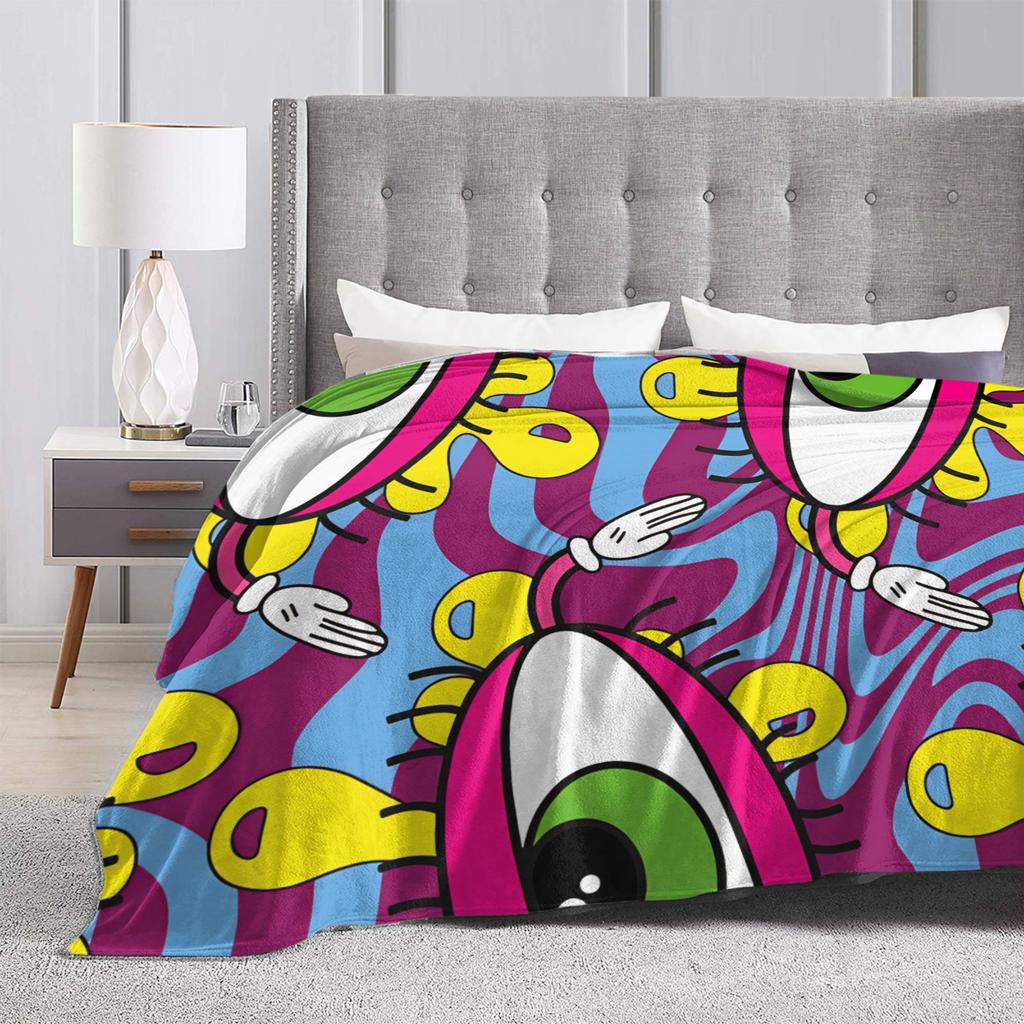 Super Soft Blanket Girls Boys Travel Eye Pattern Throw Blanket Flannel Bedspread For Home Decor Fashion Sofa Bed Cover