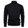Men's Winter Solid Color Stand Collar Half Zipper Slim Fit Knit Long Sleeve Top