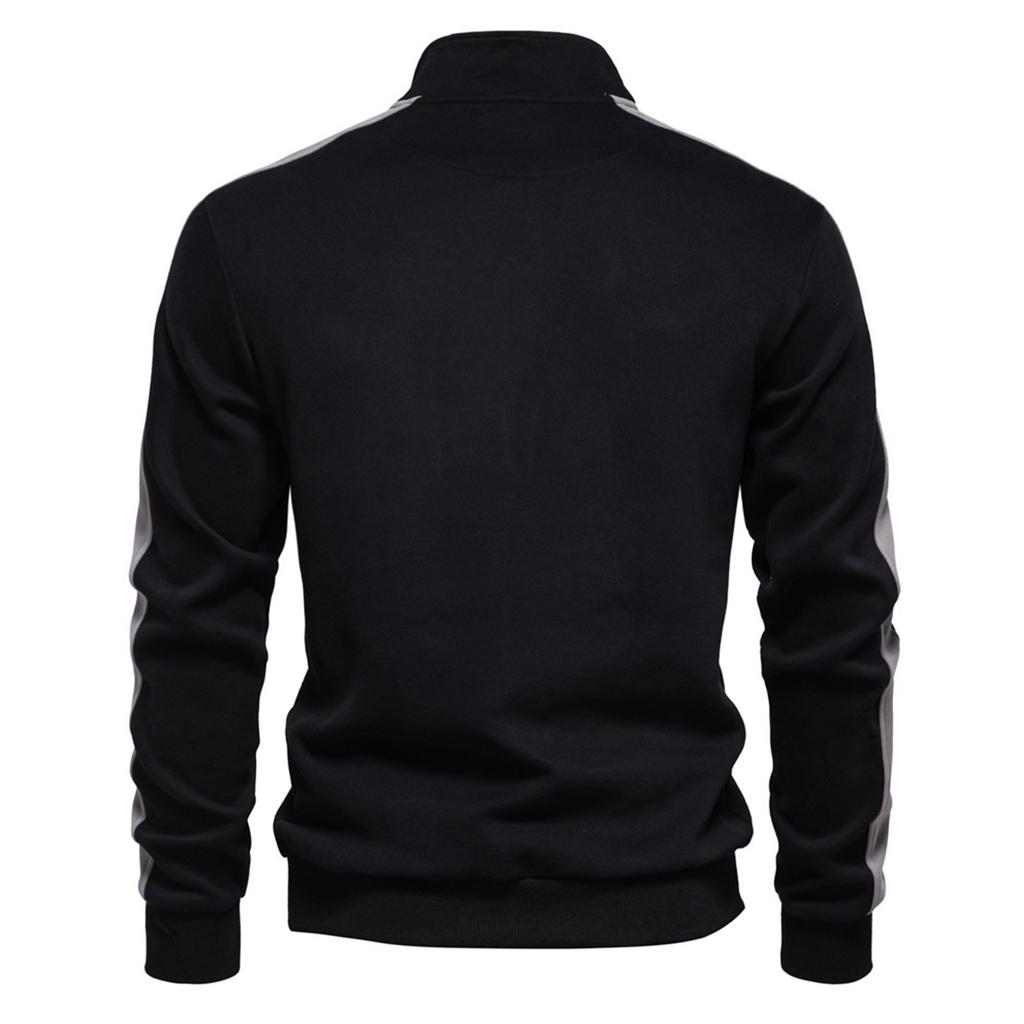 Men's Winter Solid Color Stand Collar Half Zipper Slim Fit Knit Long Sleeve Top
