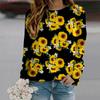Fall Autumn Women'S Fashion O Neck Long Sleeve T-Shirt Loose Clothes Beautiful Sunflowers Print T Shirt For Girls Street