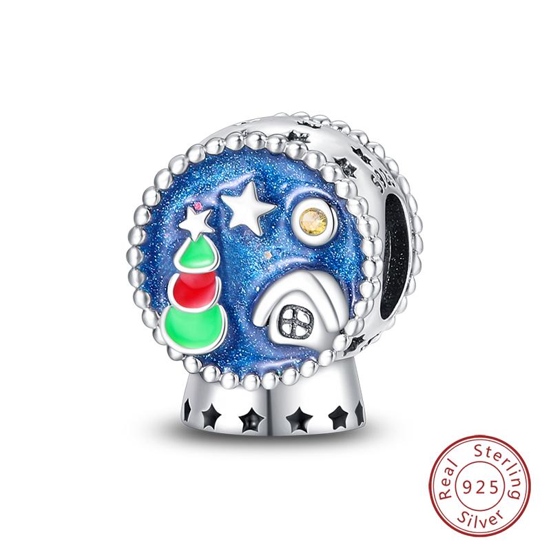 925 Silver Snowflake Snowman Penguin Charm Pendant Winter Jewelry Gift For Women DIY Birthday Present
