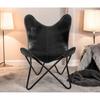 Black Leather Butterfly Chair Living Room Relaxing Accent Chair Foldable Armrest Handmade Chair Home Decor Retro Butterfly Chair Gifts