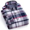 Men Plaid Themal Shirts Long Sleeve Business Casual Male Striped Shirt for Winter Warm Checked Design
