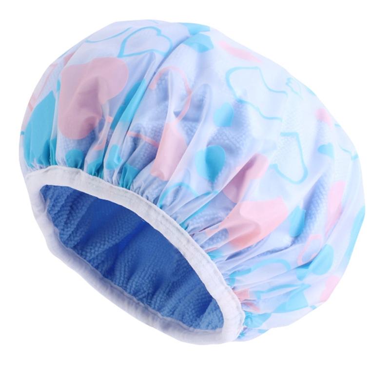 Double-layer Flower Print Shower Cap Nightcap Hair Care Caps Elasticity Headwrap