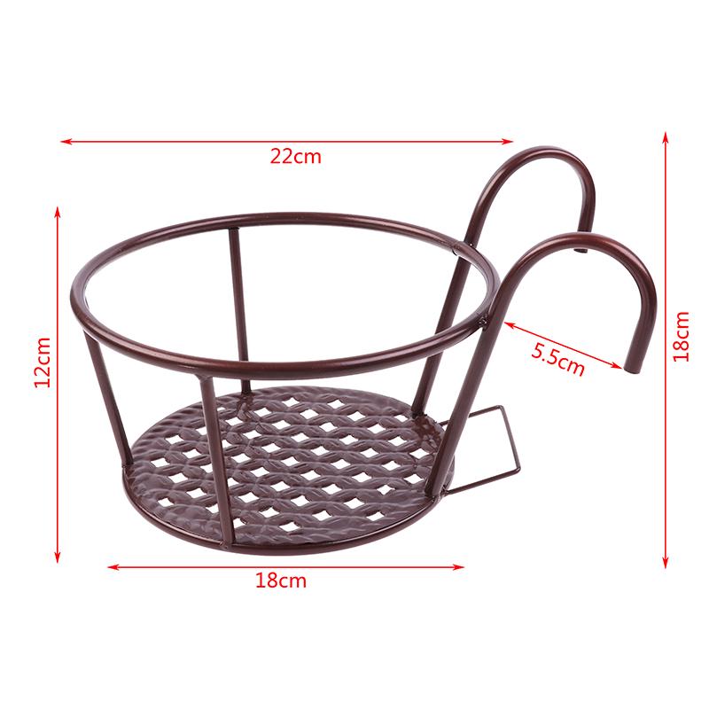 Outdoor Hanging Basket for Plant,Iron Racks Fence Balcony Round Flower Pot Decor,Plant Pots Hanging Planter