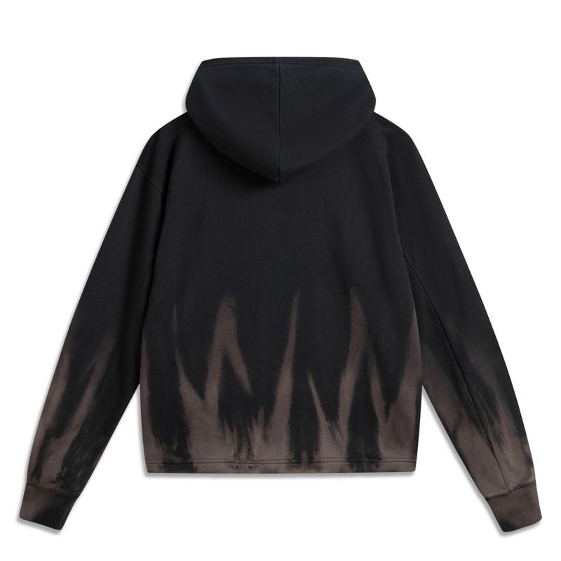 Li Ning Basketball Series Sports Casual Simple Hooded Pullover Sweatshirt Men Sweatshirt Black AWDUH37-1