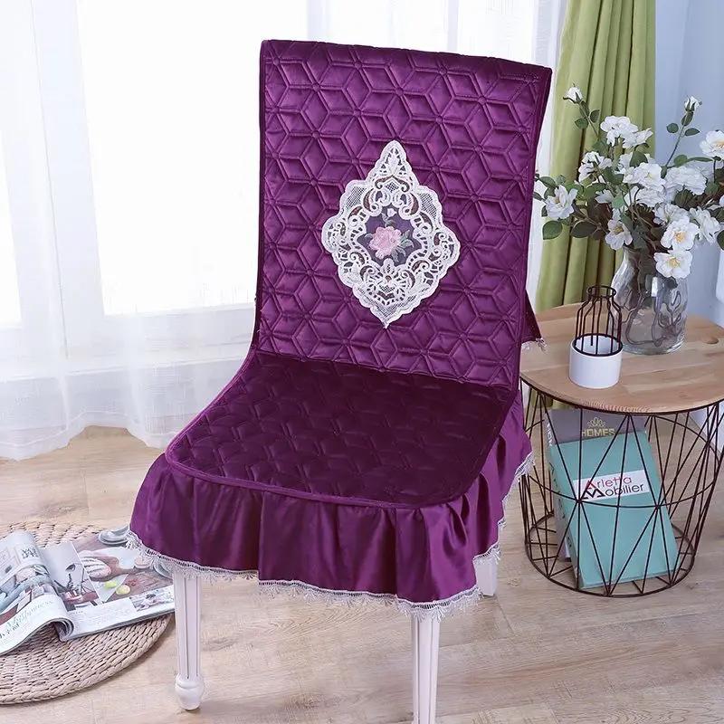 Минималистичный домашний обеденный стол, чехол на стул, соединенный нескользящий кружевной чехол на табурет, плюшевая пылезащитная и дышащая подушка на стул