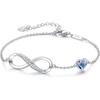 CDE Infinity Heart Birthstone Charm Link Bracelet for Women 925 Sterling Silver Adjustable Mother's Day Wife Girlfriend Her