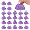 PATIKIL Набор из 24 штук коровьих колокольчиков для футбольного матча для спортивных мероприятий, 3-дюймовые громкие металлические коровьи колокольчики с ручками для поддержки, светло-фиолетовый