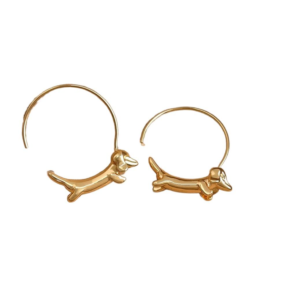 Unique Sausage Dog Earrings Circular Women's Ear Jewelry Dachshund Hoop Earrings  Dachshund Lovers