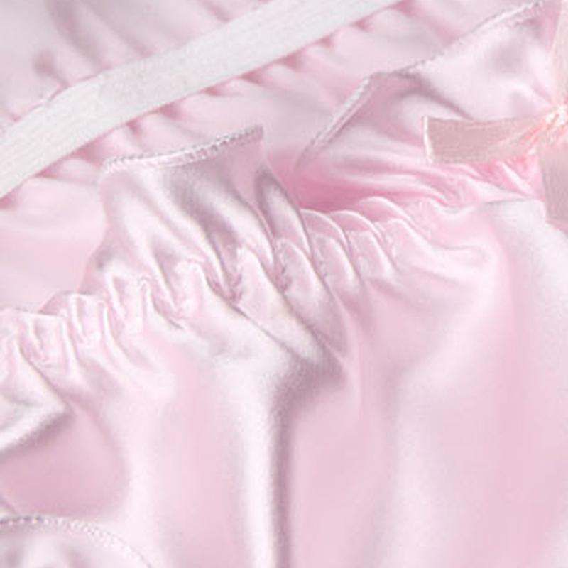 Женское нижнее белье в стиле Лолиты для девочек, шелковые трусики с бантом, нижнее белье с оборками, трусы, бикини