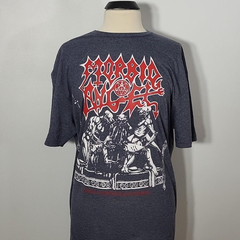 MORBID ANGEL Scream Forth Blasphemies XL T-Shirt GRAY Mens Band Logo Unisex T-Shirt