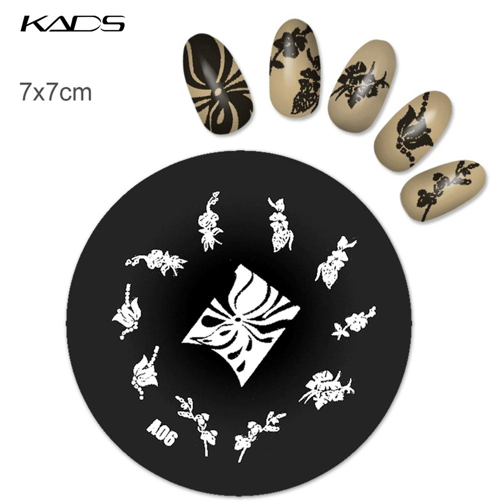 kads 1PC Round Stainless Steel Nail Art Nail Stamping Plates Manicure Stamp DIY for Nail Templates Classic Series Tools