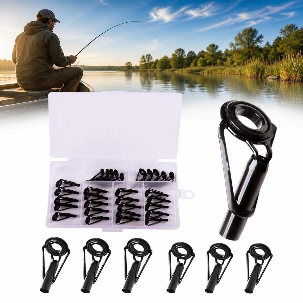30PCS Stainless Steel Fishing Rod Tip Repair Kit Fishing Rod Replacement Tips for Baitcasting Rods