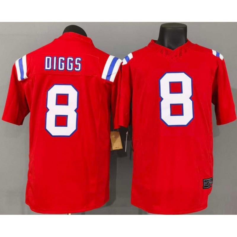 New England Patriots Stefon Diggs 8 Red White NFL Fan Jersey Mens Football Uniform Replica