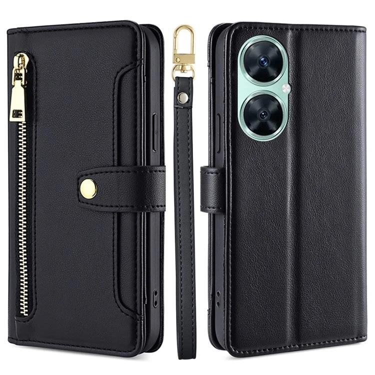 Чехол для телефона Huawei Enjoy 60 Pro / nova 11i / Maimang 20 с карманом на молнии и несколькими отделениями для карт, кожаный флип-чехол с ремешками