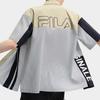 Fila Оригинальная мягкая удобная полосатая рубашка с буквенной вставкой, универсальная, свободного кроя, с коротким рукавом, мужская, светло-хаки, F11M529403F-DK