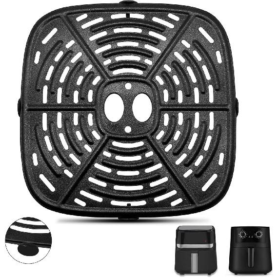 GWY Air fryer Grill Plate for Holstein Housewares 4.4QT Air Fryer,8.07×8.07 IN Food Grade Air Fryer Grill Pan Crisper Plate Replacement Parts Tray