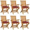 Day and Night - Day and Night Garden Chairs 6 Units Teak Wood with Red Cushions