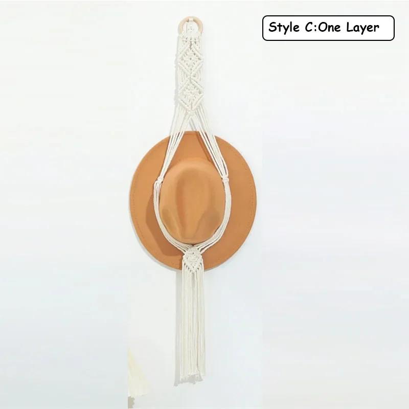 Подвесной держатель для шапок в скандинавском стиле Boho из хлопка, органайзер для демонстрации шляп, шарфов, вешалка для шляп в стиле макраме, настенное хранение