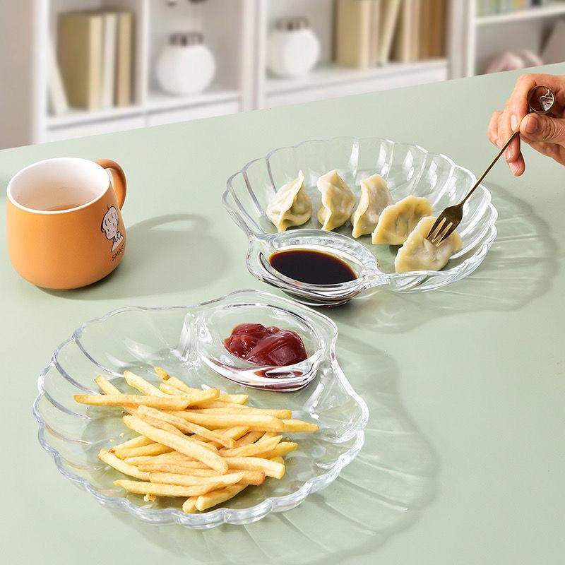1Pc Shell Dishtransparent Dumpling Plate With Vinegar Discs Vinegar Dishes Sushi Breakfast Dried Fruit Snack Shell Spitting Dish