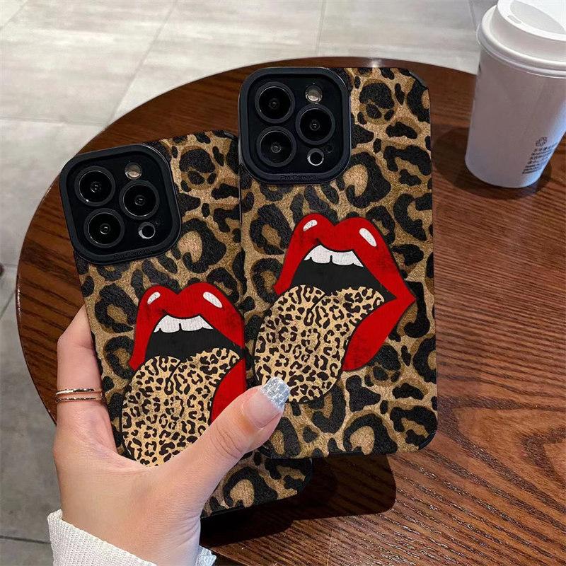Чехол с детским принтом «Сексуальные губы, леопардовый язык», для iPhone 15 Pro Max 14 13 12 11 Pro XR Xs 6 7 8Plus SE 2020, мягкий силиконовый чехол «все включено»